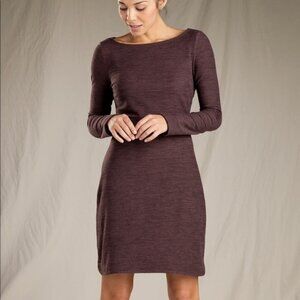Toad & Co Intermosso Dress M Long Sleeve Pockets Boat Neck Burgundy Red